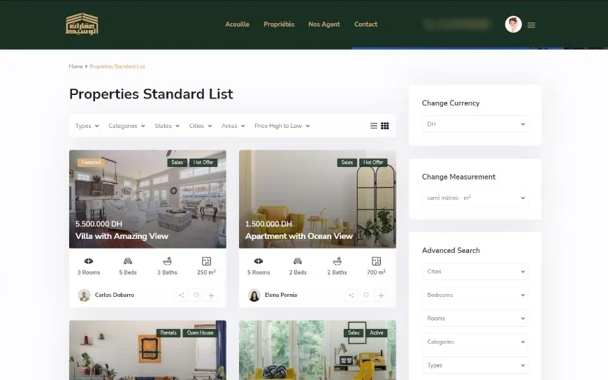 Interface du projet Tanja Al Wassit