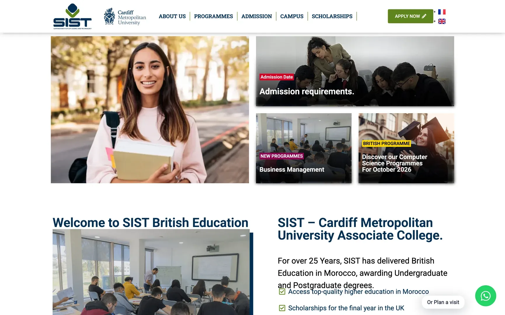 Interface du projet SIST British Education